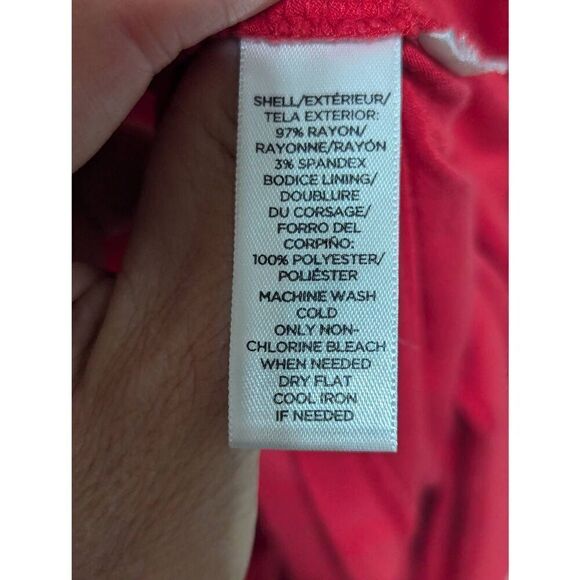 Loft Women's Red V-Neck Front & V-Back Pullover Sleeveless Midi Dress Size S - Picture 5 of 6